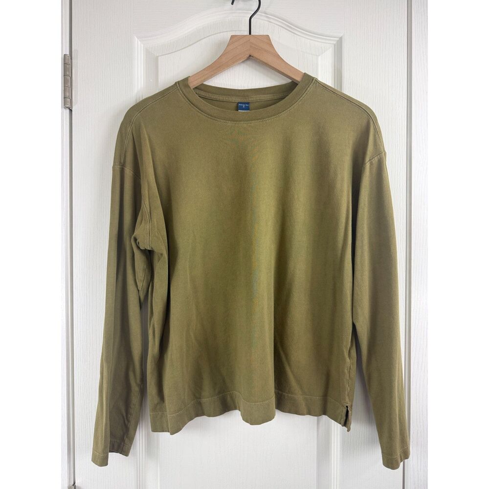 Old Navy Women’s Vintage Crew Long Sleeve Tee Medium Avocado Oil Green